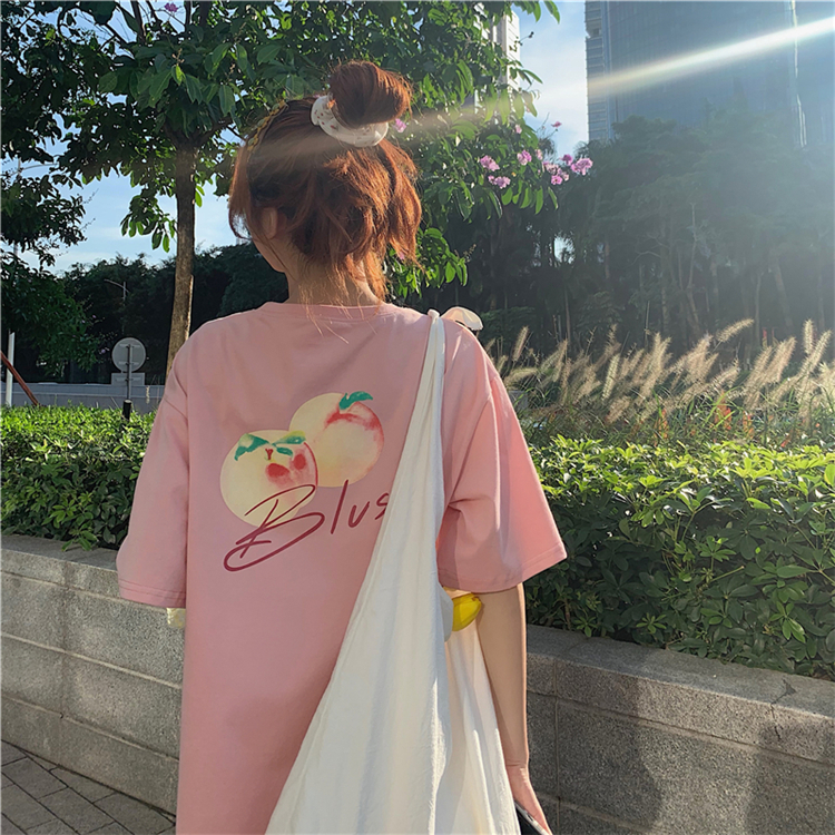 Áo thun dáng dài tay ngắn in họa tiết chữ cái và hình ảnh trẻ trung thời trang cho nữ