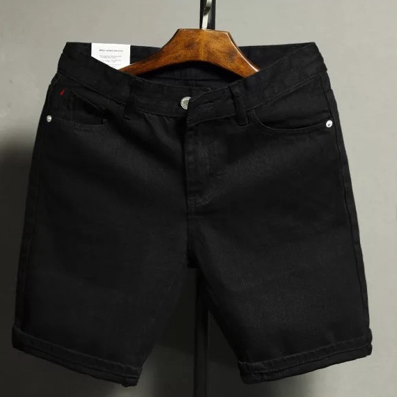 Quần Short Jeans Nam Đen Trơn Co Giãn Cao Cấp SZone SQ610