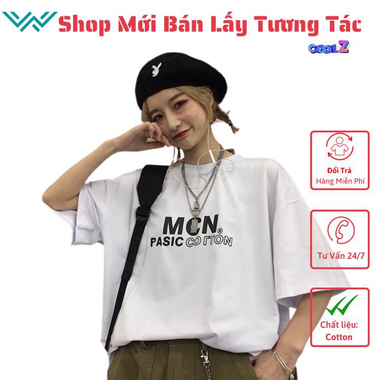 Áo thun tay lỡ CoolZ phông Unisex nam nữ Cotton oversize form rộng chữ MCN CZ038