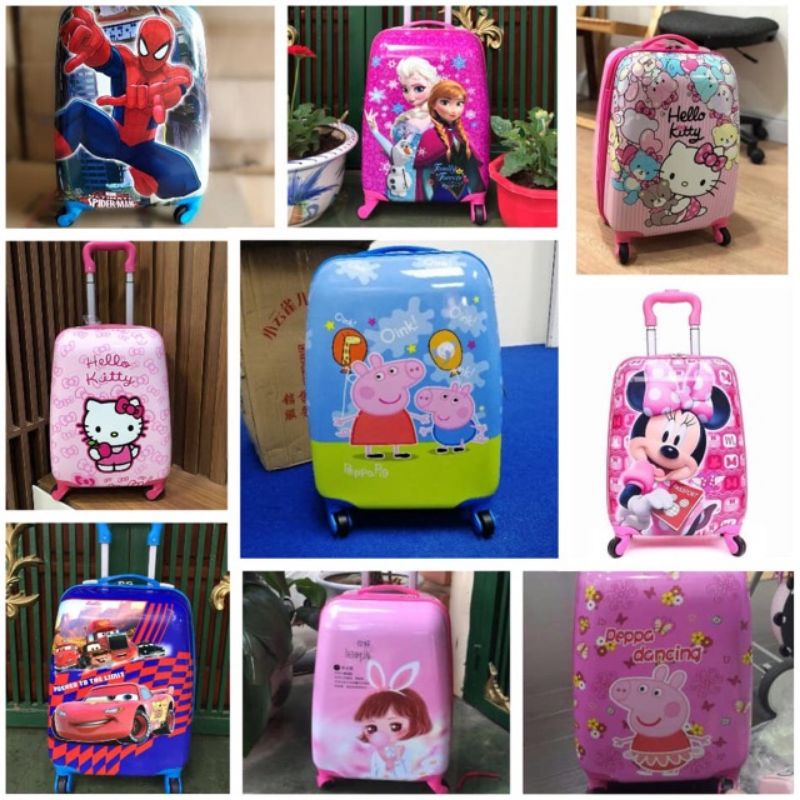 Vali kéo hình siêu nhân nhện cho trẻ em size 18, bánh xe xoay 360 độ, vali người máy, bé trai,bé gái, hellokitty, elsa,