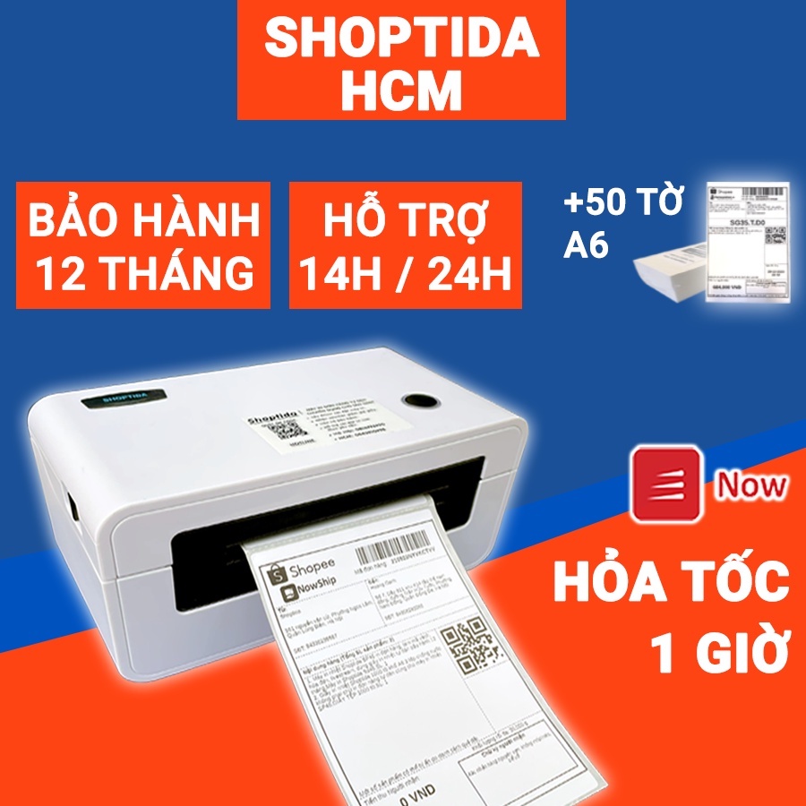 Máy in nhiệt Shoptida SP46 in đơn hàng, phiếu gửi, minicode, logo tự dán, máy in đơn hàng tự dán BH 12 tháng