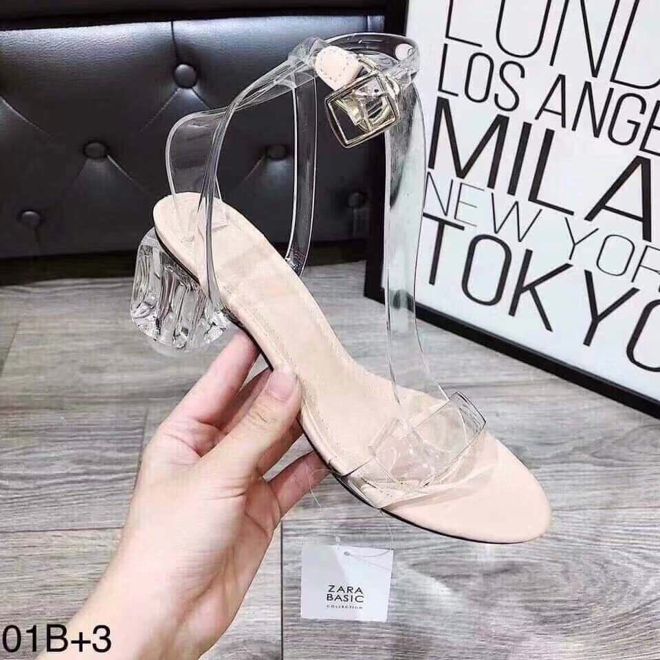 Sandal gót  5p có da và đen