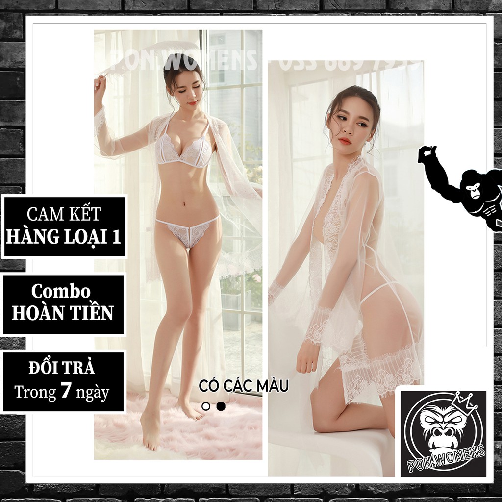 ĐỒ NGỦ SEXY GỢI CẢM MÀU TRẮNG ĐEN FREESIZE PON.WOMENS