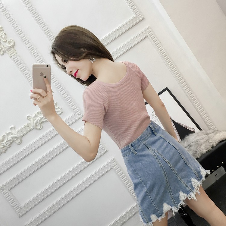 【NEW】Women Blouse Knitted T-Shirt Cross Tie Tshirt Blouse | BigBuy360 - bigbuy360.vn