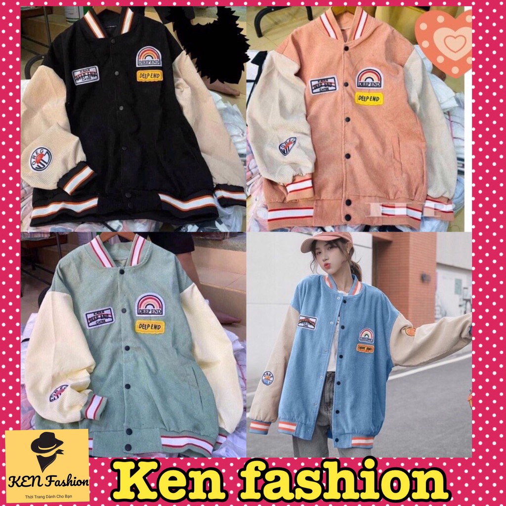 Áo khoác nhung, áo nhung bomber logo cầu vồng, phù hợp nam và nữ ken fashion