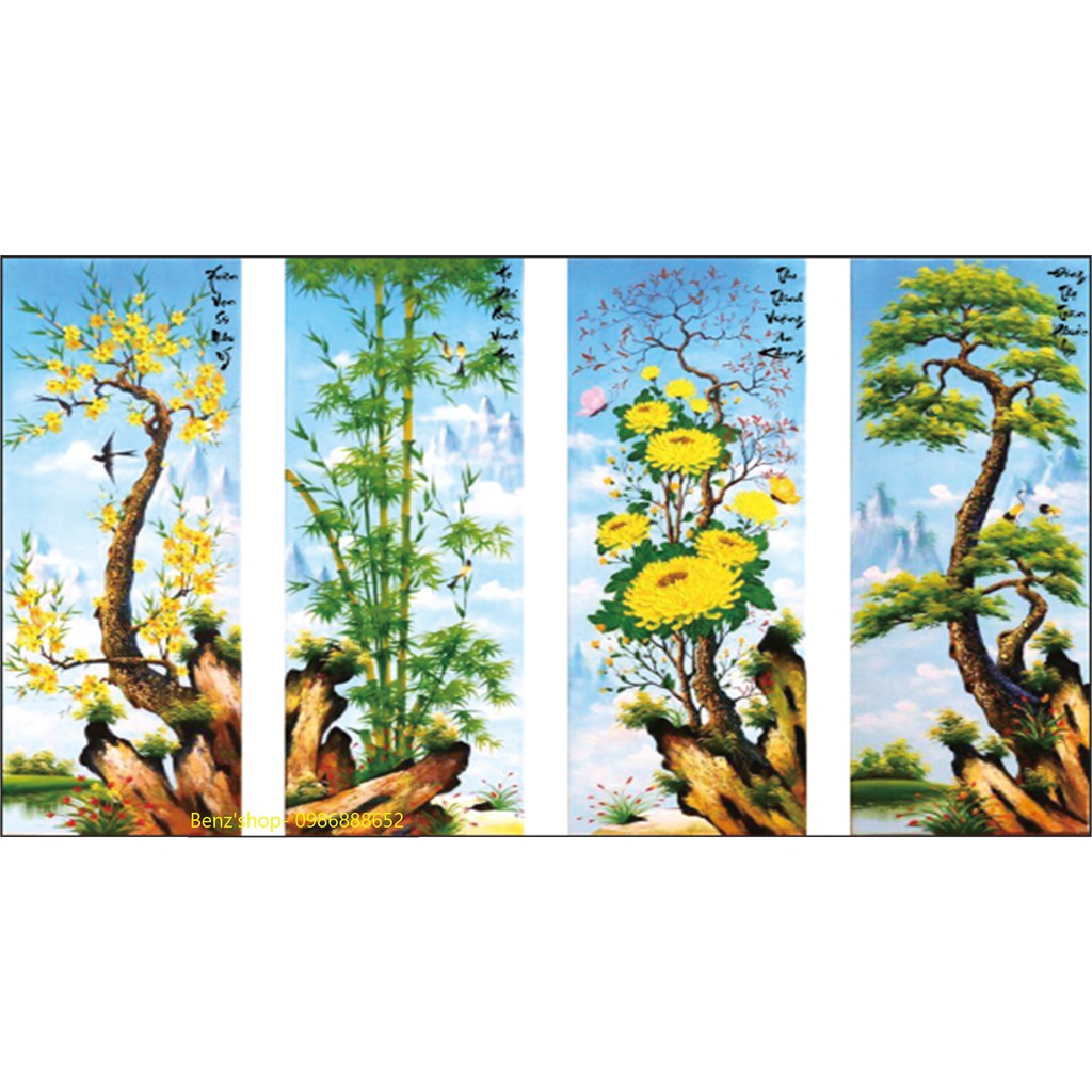 Tranh thêu chữ thập  Tứ Quý Xuân-Hạ-Thu- Đông LV3026 , thêu 223234