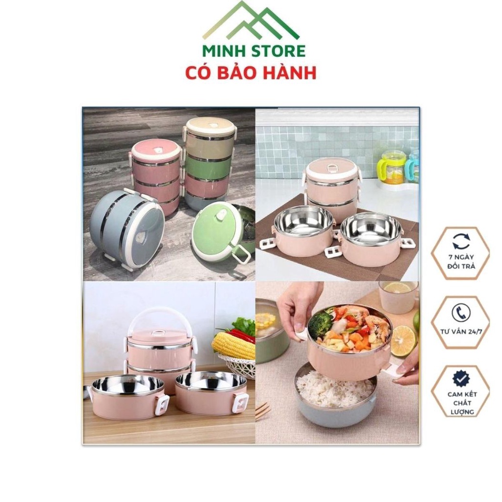 Hộp Đựng Cơm Cặp Lồng Cơm Giữ Nhiệt Lúa Mạch Ruột Inox