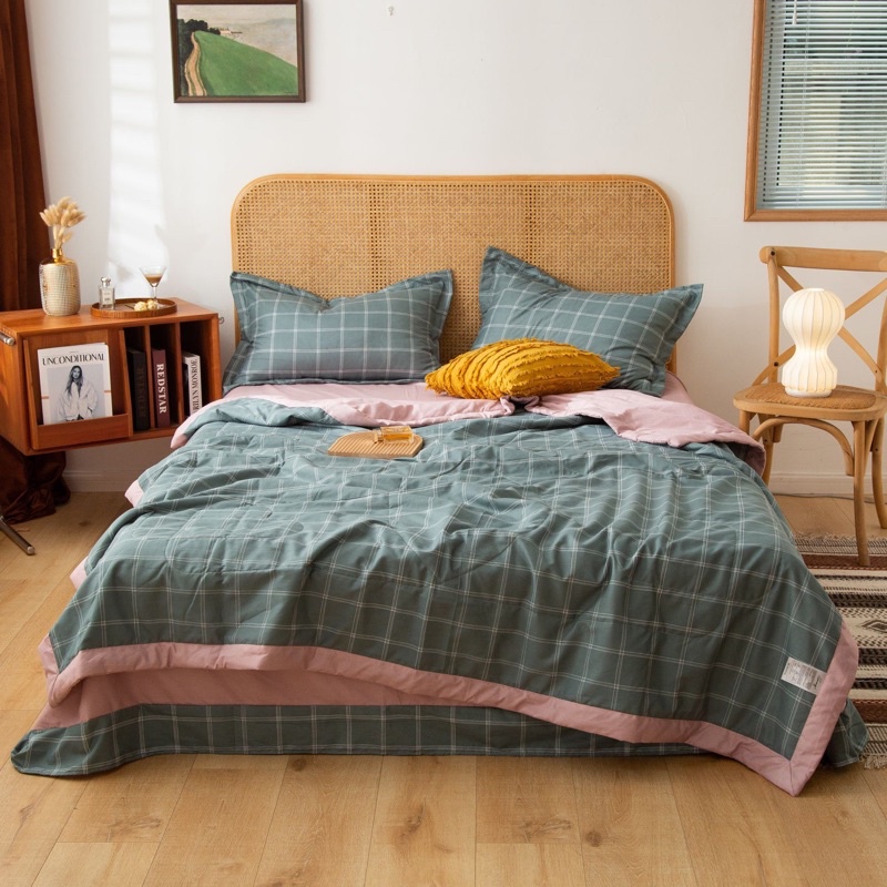 Bộ chăn ga gối Cotton Đũi Thô , Set chăn ga gối đũi hè, chăn trần bông nhập khẩu đủ kích thước