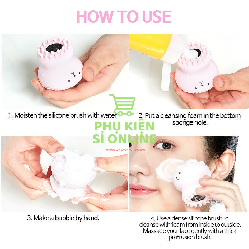 Cọ rửa mặt bạch tuột massage vệ sinh da mặt, tạo bọt tiện ích