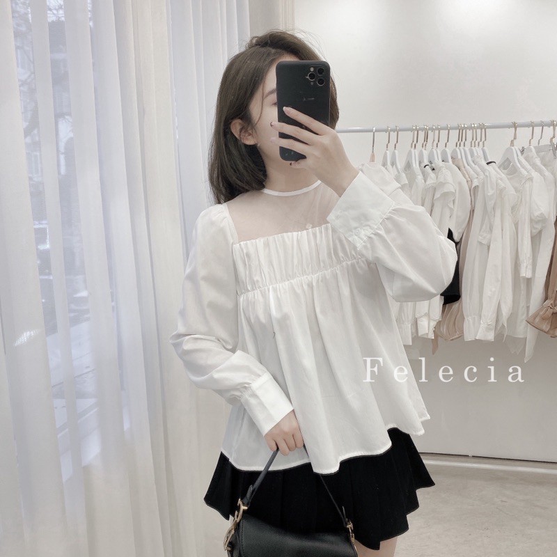 áo sơ mi pha lưới