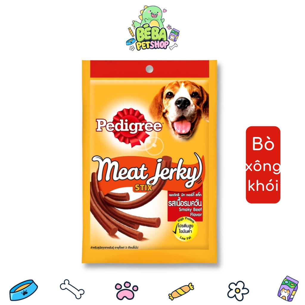 Thức ăn vặt cho chó Pedigree Meat Jerky vị bò xông khói dạng que 60g | Bé Ba Petshop