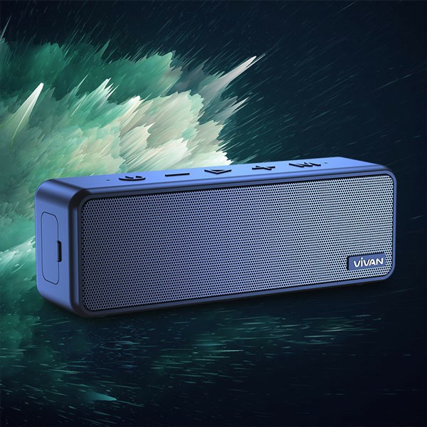 Loa Bluetooth 5.0 VIVAN VS20 Chống Nước IPX7 Công suất 20W Pin 3600mAh Playtime đến 24H Hỗ trợ thẻ Micro SD và cổng AUX
