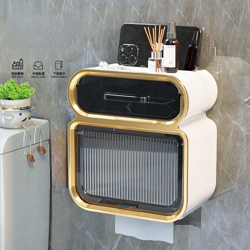 Hộp Đựng Cuộn Giấy Vệ Sinh Không Cần Khoan Chống Nước Sáng Tạo