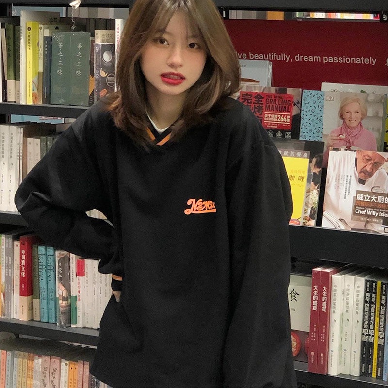 Áo sweater tay dài dáng rộng thời trang mùa thu cho nữ 2021 | BigBuy360 - bigbuy360.vn