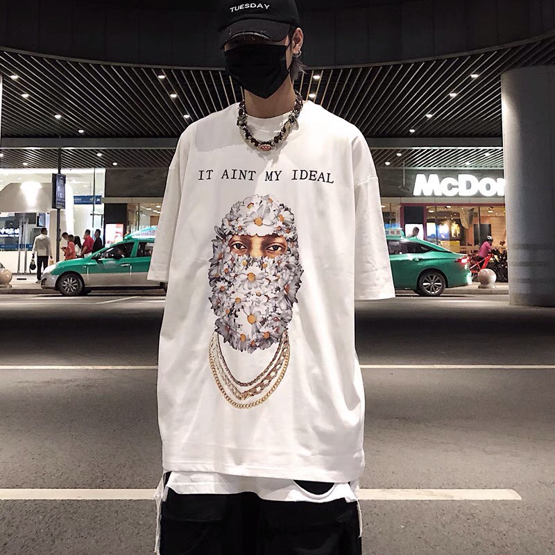 Áo thun nam nữ Mặt Người Hoa Cúc form rộng unisex tay lỡ siêu chất dáng oversize basic tee phông màu trắng đen mùa hè