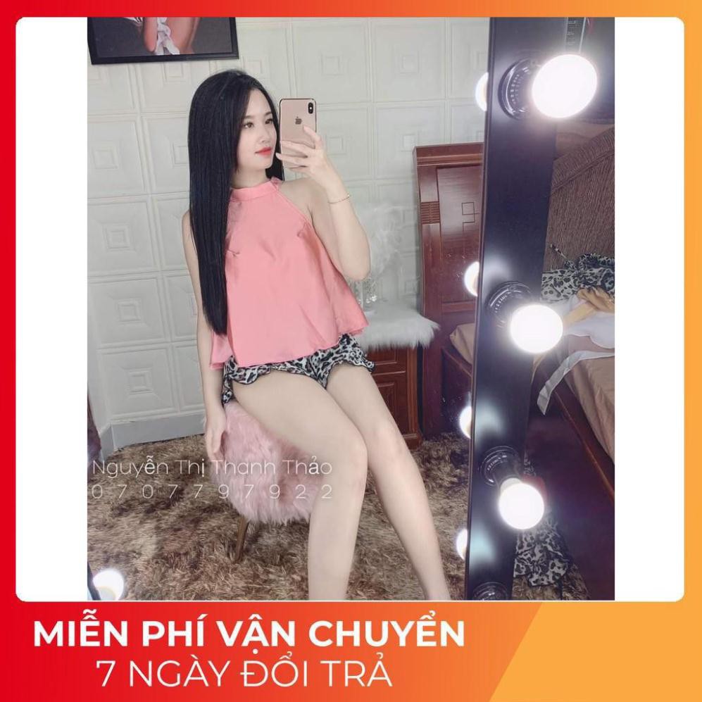 Đồ Ngủ Sexy Cổ Yếm Quần Beo, Đồ Ngủ Nữ Chất Satin Cao Cấp 40-60Kg BOYEMBEO | BigBuy360 - bigbuy360.vn