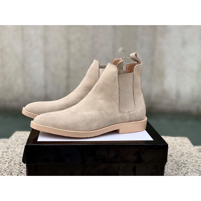 Giày Chelsea Boots Da Bò Lộn Màu Tan_Bảo Hành 12 Tháng