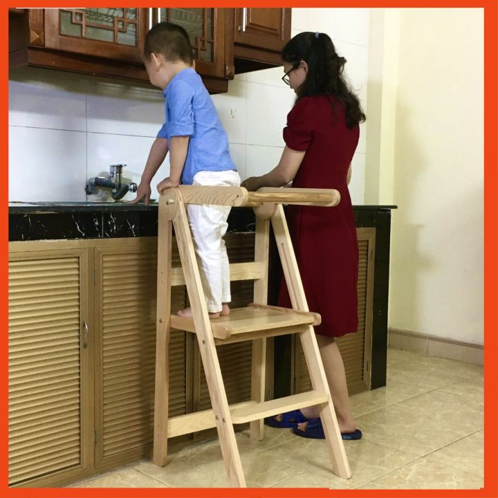 Ghế Đứng Bếp Cho Bé ⚡ AN TOÀN - HIỆN ĐẠI ⚡ Ghế đứng bếp gỗ sồi cao cấp Bebewood