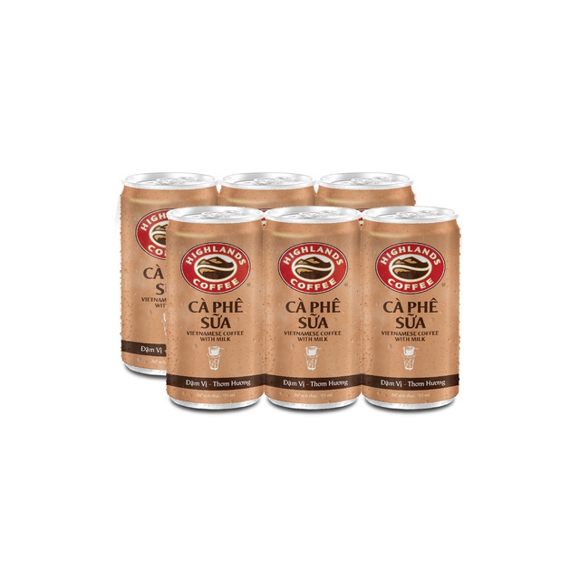 Lốc 6 Lon Cà Phê Sữa Đá Highlands Coffee 185ml/lon