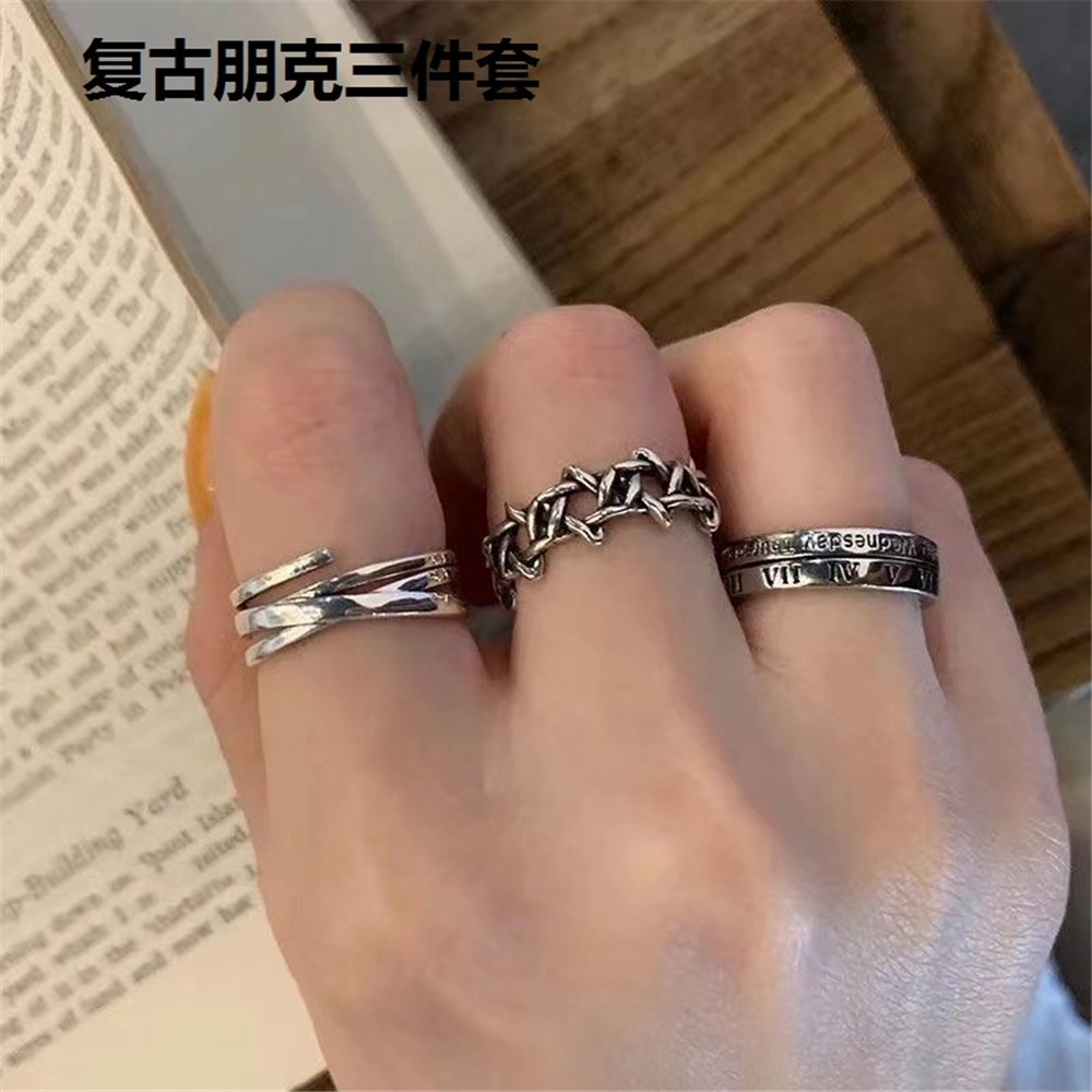 Set 3 nhẫn hở phong cách hiphop thời trang cho nữ