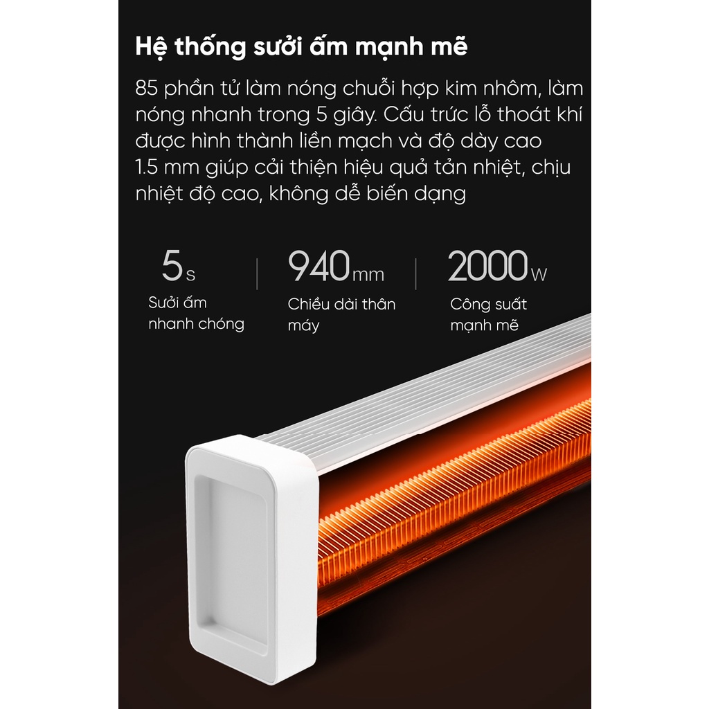 Máy sưởi điện Xiaomi Viomi. Máy sưởi thông minh màn hình Led, công suất 2000w