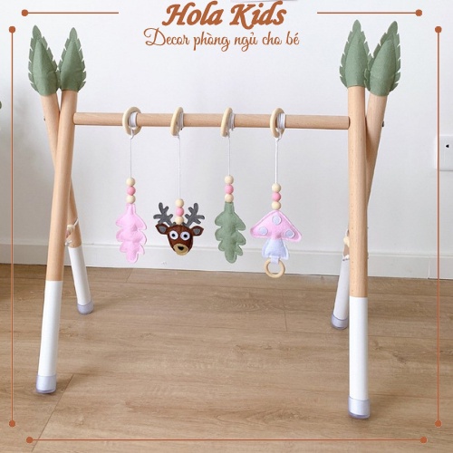 Kệ chữ A cao cấp gỗ thông tự nhiên an toàn cho bé trẻ sơ sinh HolaKids Decor