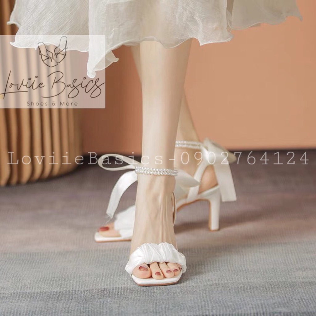GUỐC NHÚNG LOVIIE BASICS - SANDAL NỮ QUAI NGANG NHÚM BÈO KHÓA NGỌC - GIÀY THỜI TRANG MŨI VUÔNG G220722