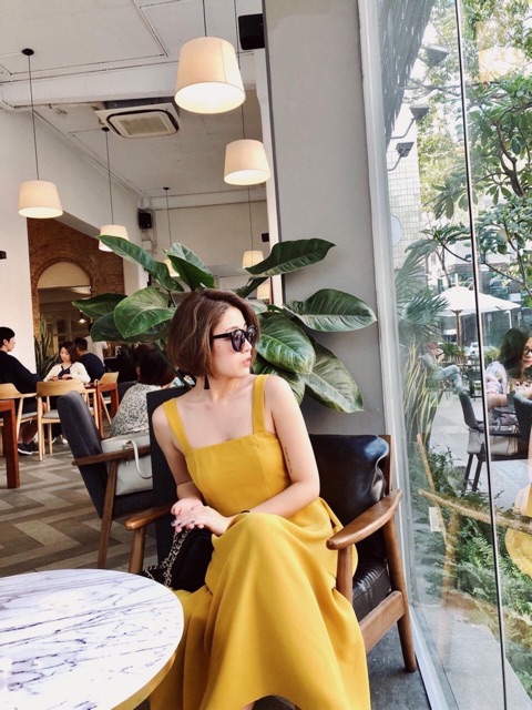 [Mã FAGREEN245 giảm 10% tối đa 30K đơn 99K] Maxi vàng 2 dây lệch tà (kèm hình thật) | BigBuy360 - bigbuy360.vn