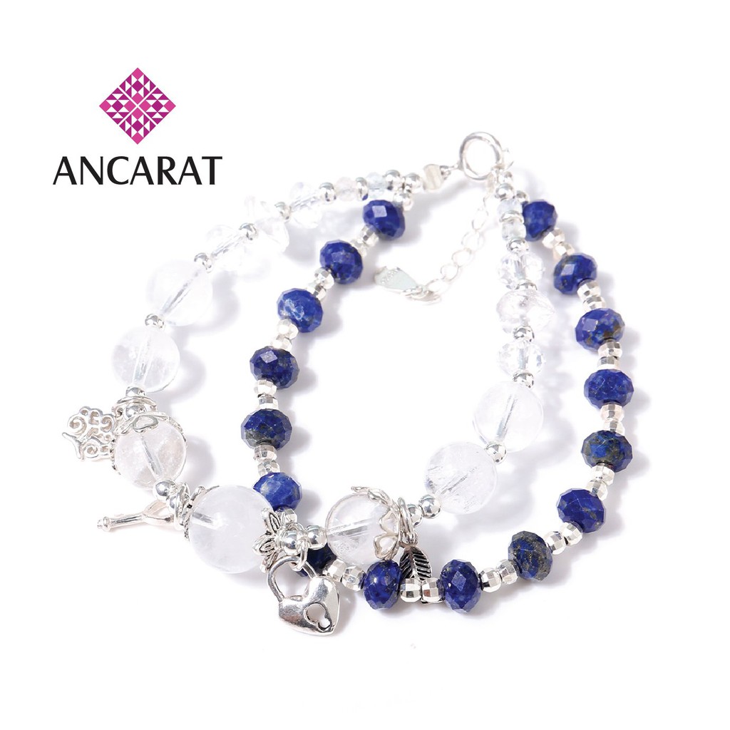 Vòng tay bạc đá Kyanite phối đá thạch anh trắng thiên nhiên - Ancarat