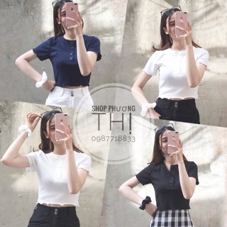 Áo croptop tăm cổ tròn ulzzang