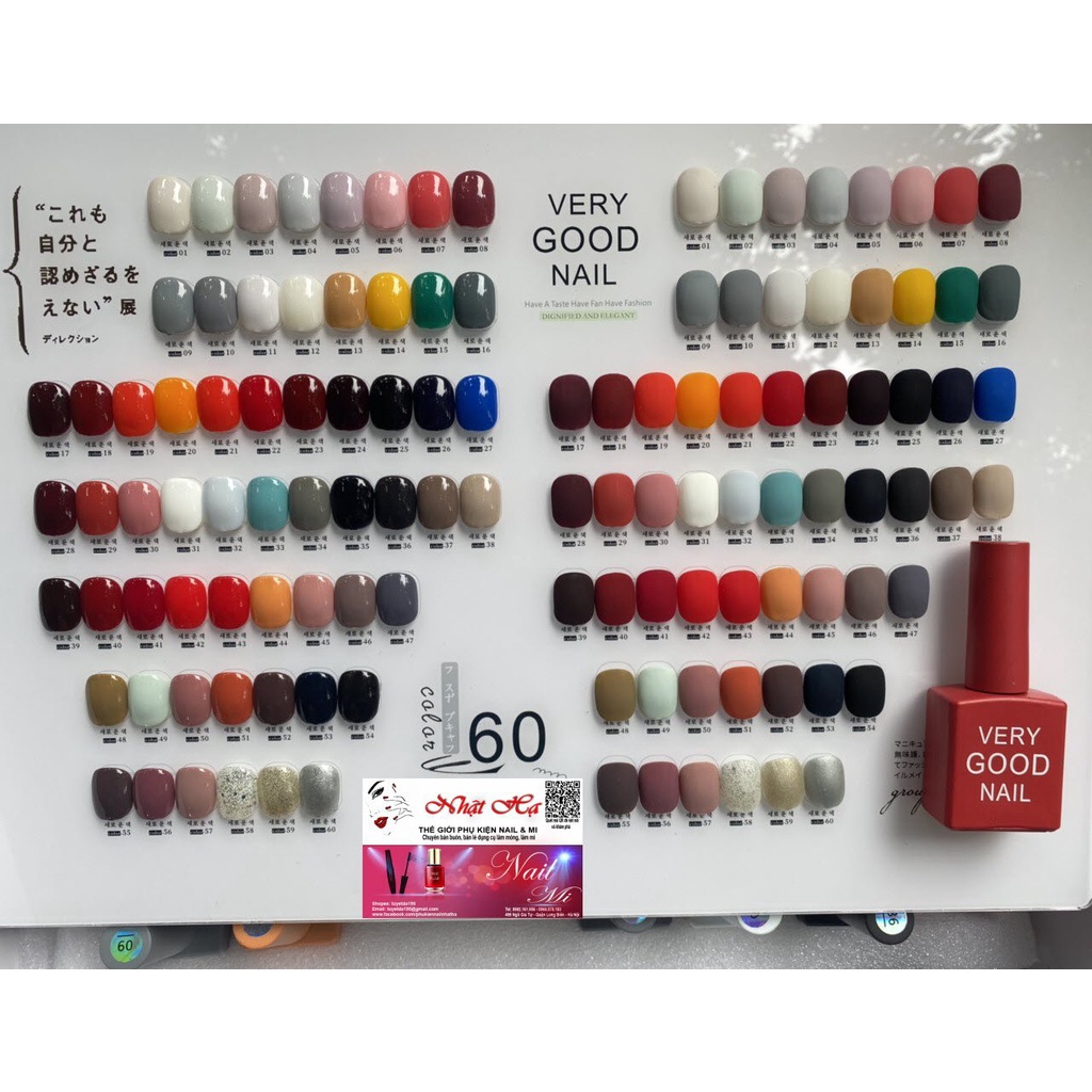 Sét Sơn Gel Very Good Nail 60 Màu - Tặng Kèm bảng màu, base top