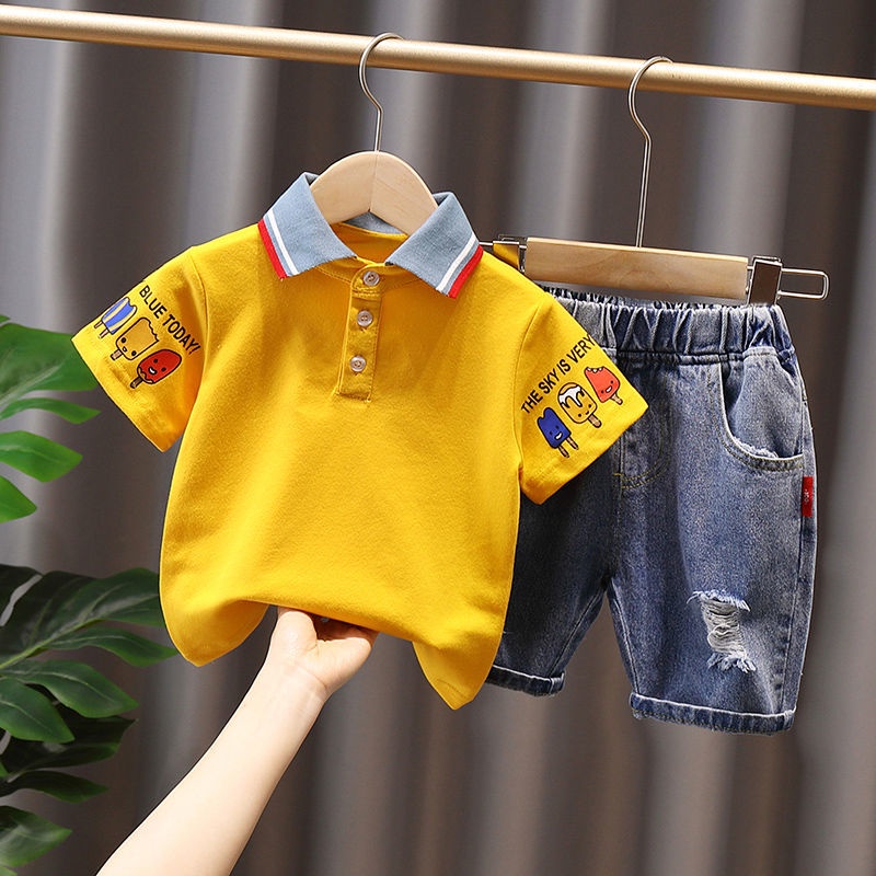 Bộ Quần Áo Ngắn Tay Thời Trang Mùa Hè Năng Động Cho Bé Trai 1-6 Tuổi