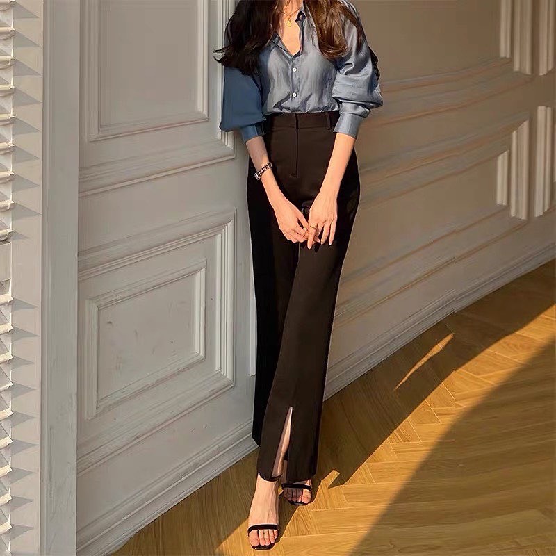 Quần culottes ống loe xẻ trước Quảng Châu CHANREEN