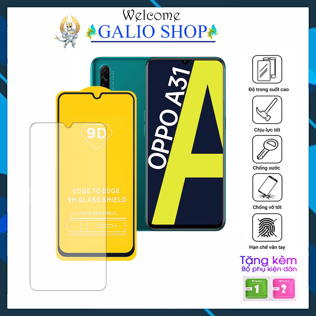 Kính cường lực Oppo A31 A8 2020 A77 A77s A57 Full màn cao cấp 9D độ cứng 21H siêu mượt chống trầy xước rơi vỡ màn hình