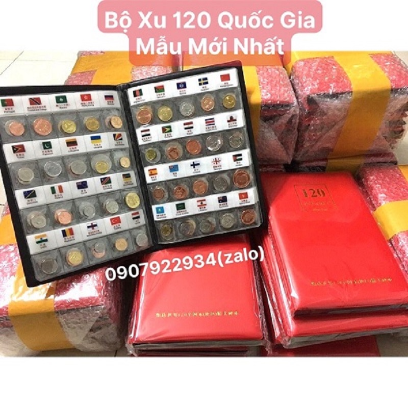 Bộ Sưu Tập su 120 Q uốc G i a - mẫu mới, Album Bìa Da Kèm Q u ố c K ỳ
