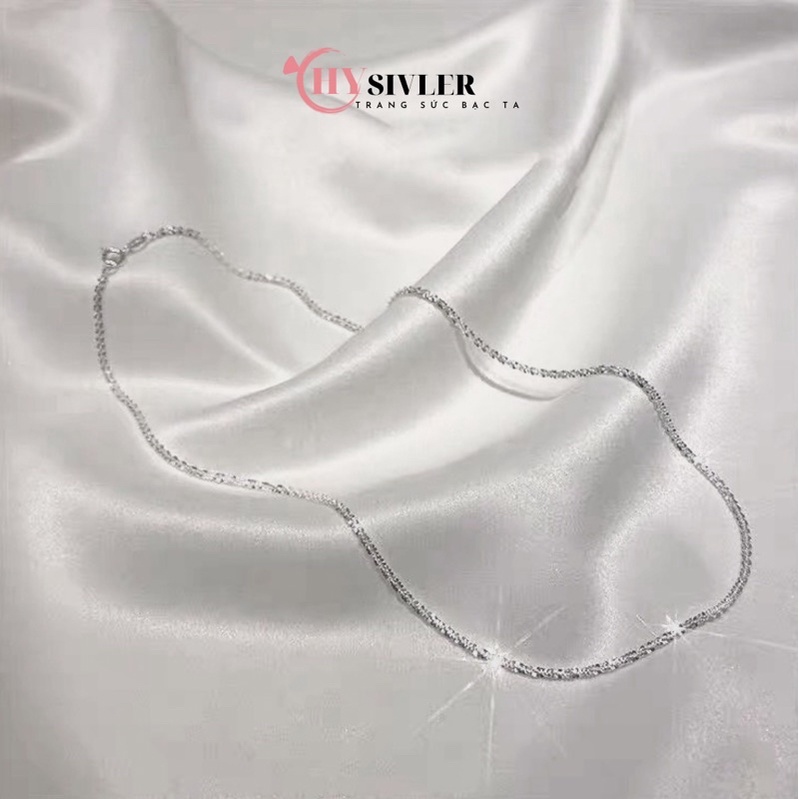 Dây chuyền bạc ta xù kim sa lấp lánh sang chảnh dây chuyền nữ bạc thật CHY SILVER