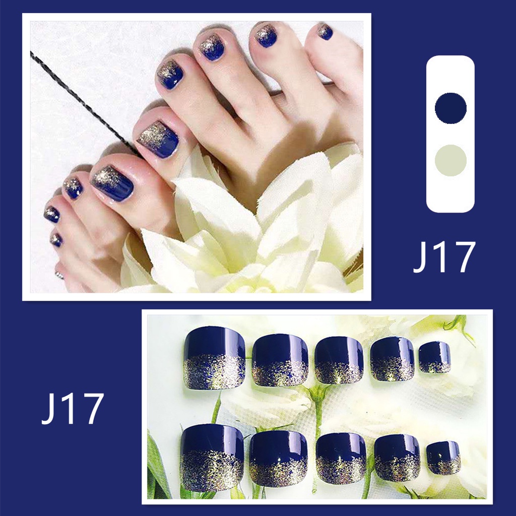 [Hàng mới về] Set 24 móng chân giả có keo dán làm đẹp tiện dụng