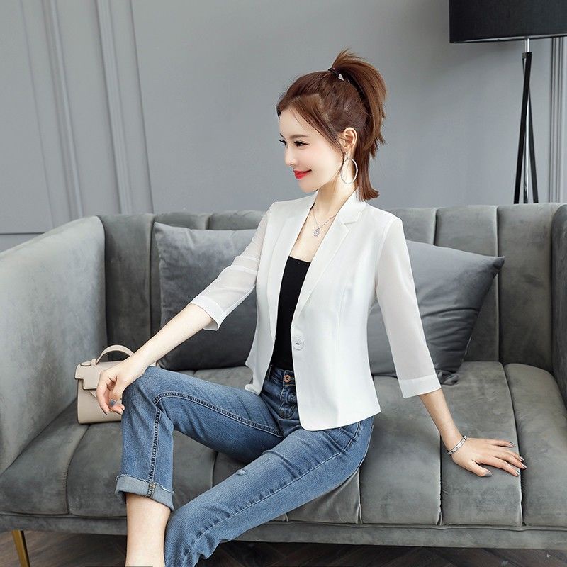 Áo Khoác Vest Chất Liệu Chiffon Màu Trắng Thời Trang Mùa Hè Sang Trọng Cho Nữ