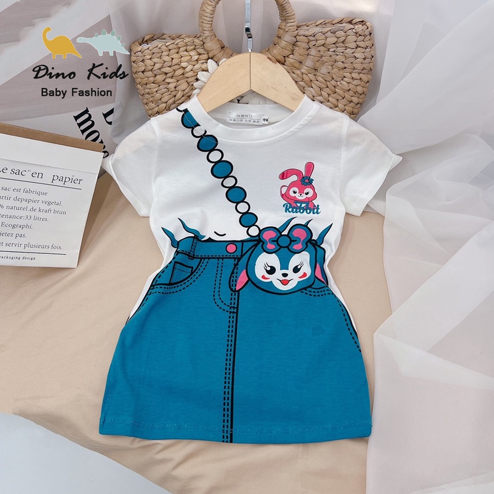 Váy bé gái in hình mèo 3D chất cotton 4c cho bé size 10-26kg