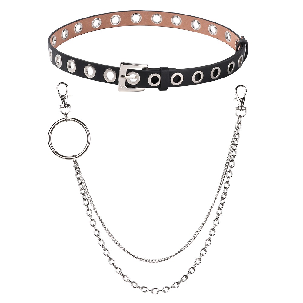 💍MELODG💍 New Punk Belt Metal Hip Hop Waist Chain Rock Tassel Fashion Body Jewelry Adjustable PU Leather