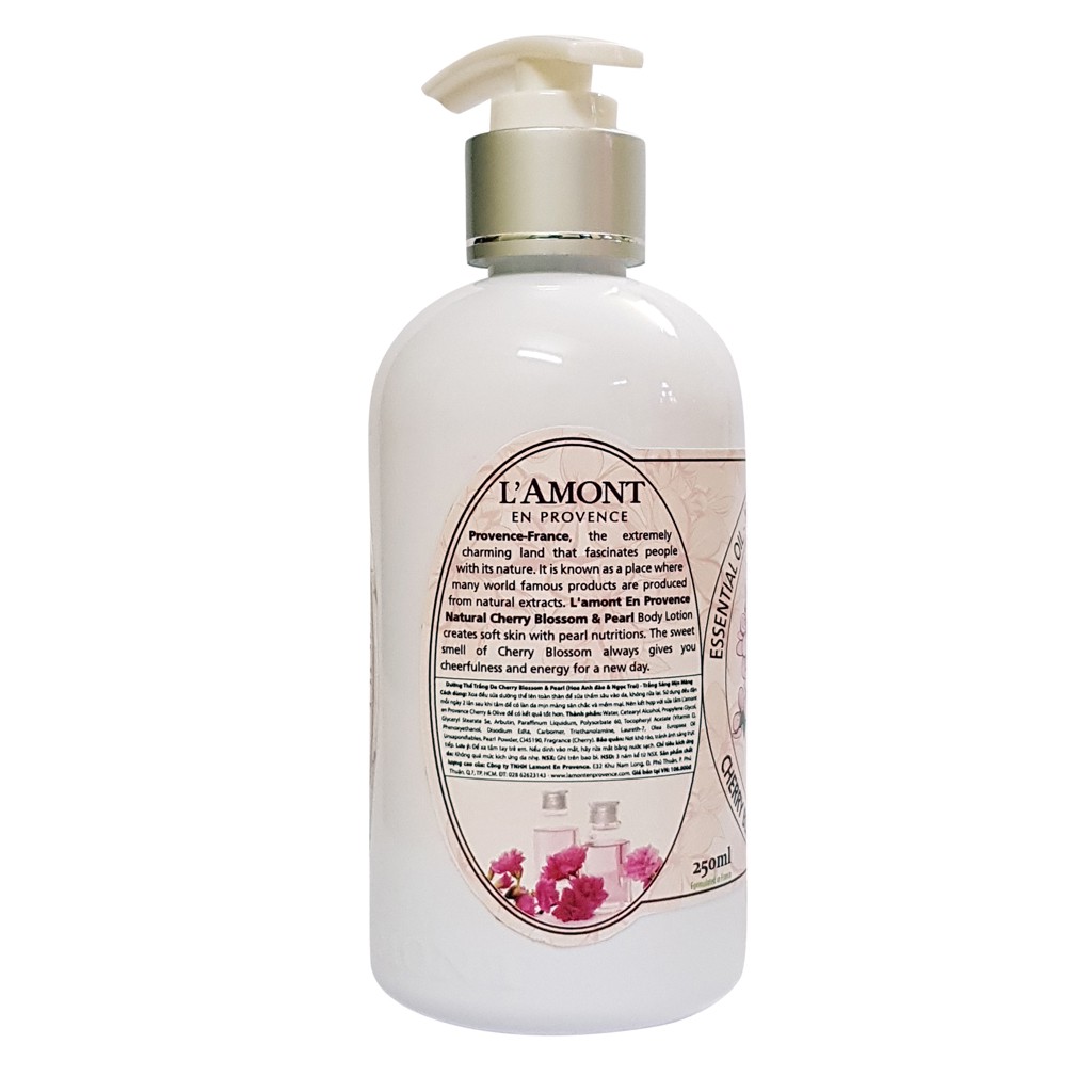 Sữa Dưỡng Thể Trắng Da LAMONT En Provence Cherry Blossom &amp; Pearl Hương Hoa Anh Đào 250ml