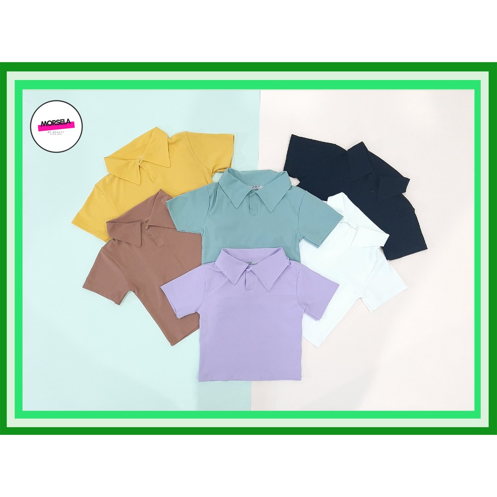 Áo croptop nữ POLO cổ trụ trơn nhiều màu - Áo crt nữ kiểu - Morsela