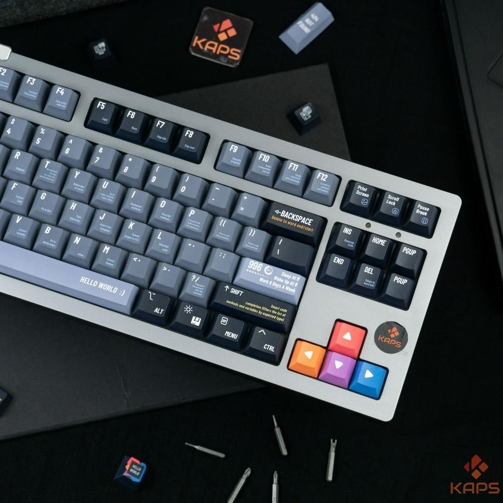 Keycap Programmer Dark Theme nhựa PBT profile Cherry in dyesub 129 nút cho bàn phím cơ layout 108/104/98/87/75/68/64/61