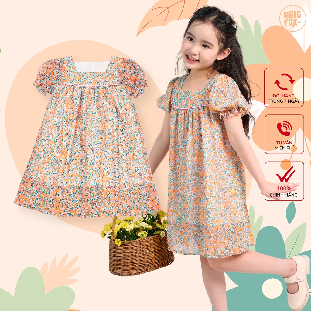 Váy Cho Bé Gái Miss Meow Chất Liệu Voan Hai Lớp Tạo Dáng Tiểu Thư Công Chúa Họa Tiết Hoa Nhí Size 3-11 Tuổi