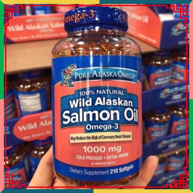 Viên dầu cá hồi Pure Alaska Salmon Oil Omega 3 1000 mg lọ 210 viên