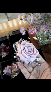 Cài áo hoa hồng tím CA03