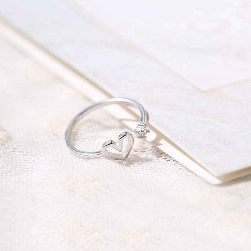 Tim Pha lê Khai mạc Nhẫn Trang sức nữ Heart Crystal Adjustable Ring Women Jewelry