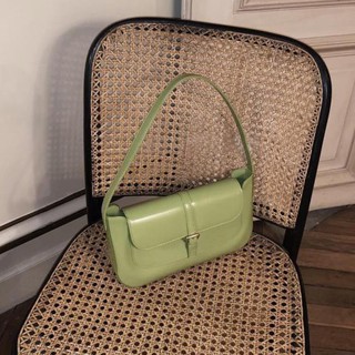 Women's bags 2019 new retro green avocado niches French armpit unilateral tide baguette small wild handbag