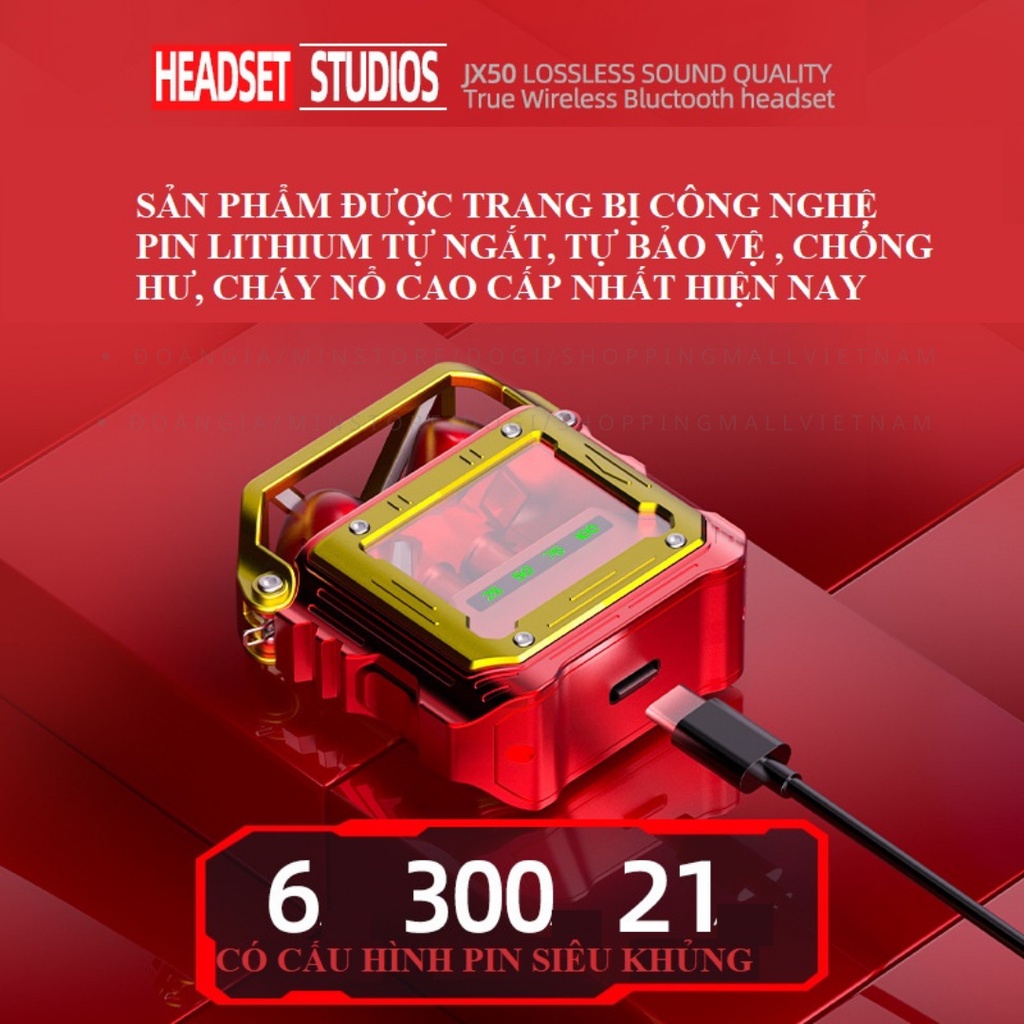Tai nghe không dây bluetooth Gaming JX50 ANC thiết kế thể thao và gaming cao cấp