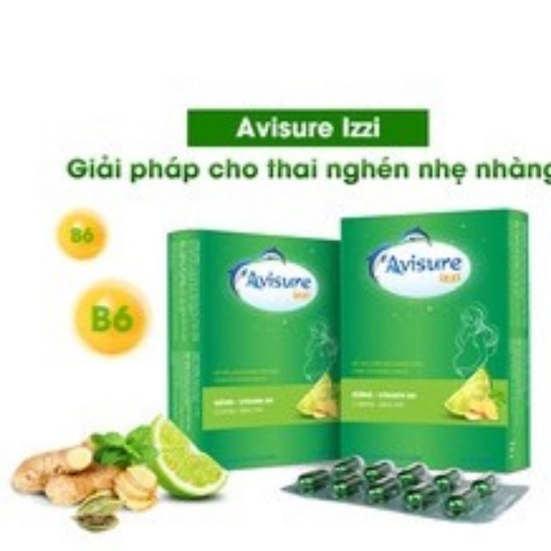 AVISURE IZZI (hộp 20 viên) giảm nghén cho phụ nữ mang thai chiết xuất gừng, vỏ chanh, bạc hà